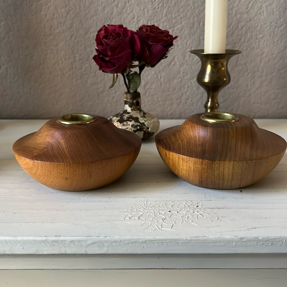 * House of Myrtlewood MCM wood candle holders